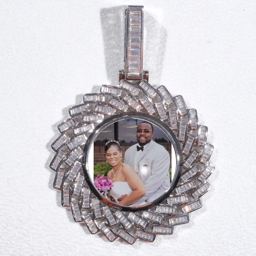 Large 3D Baguette Custom Picture Pendant