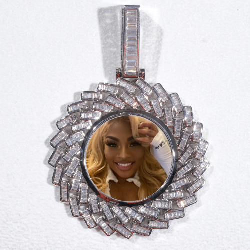 Large 3D Baguette Custom Picture Pendant