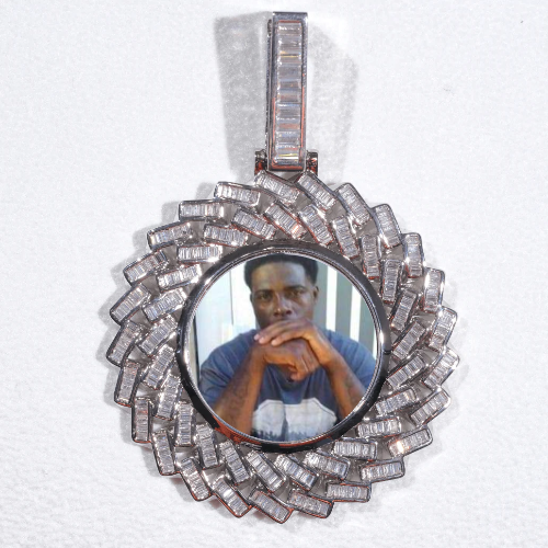 Large 3D Baguette Custom Picture Pendant