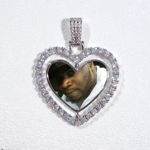 3D Spinning 2-Faced Heart Custom Picture Pendant