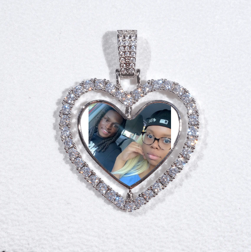 3D Spinning 2-Faced Heart Custom Picture Pendant