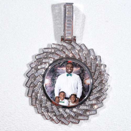 Large 3D Baguette Custom Picture Pendant