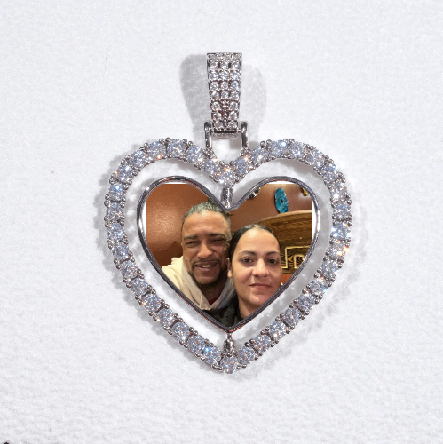 3D Spinning 2-Faced Heart Custom Picture Pendant