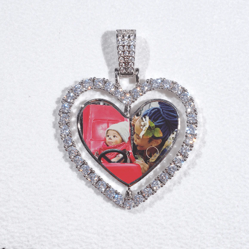 3D Spinning 2-Faced Heart Custom Picture Pendant