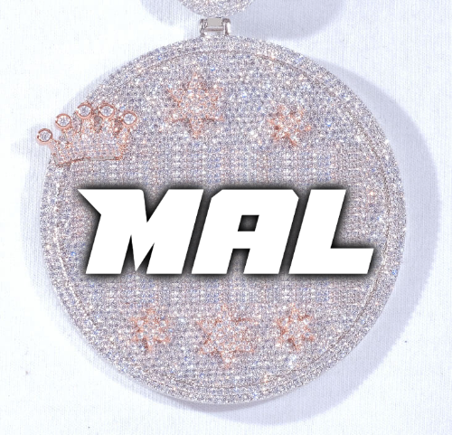 CUSTOM LETTER NECKLACE 3D BIG CROWN DISC