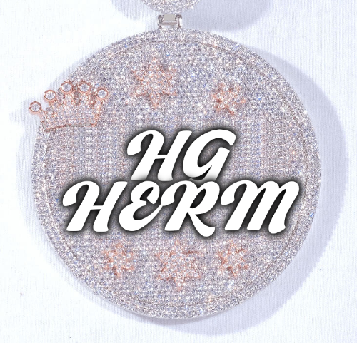 CUSTOM LETTER NECKLACE 3D BIG CROWN DISC