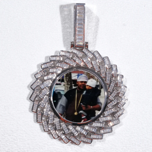 Large 3D Baguette Custom Picture Pendant
