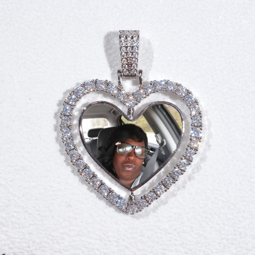 3D Spinning 2-Faced Heart Custom Picture Pendant