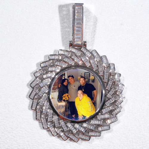 Large 3D Baguette Custom Picture Pendant