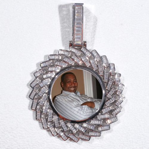 Large 3D Baguette Custom Picture Pendant