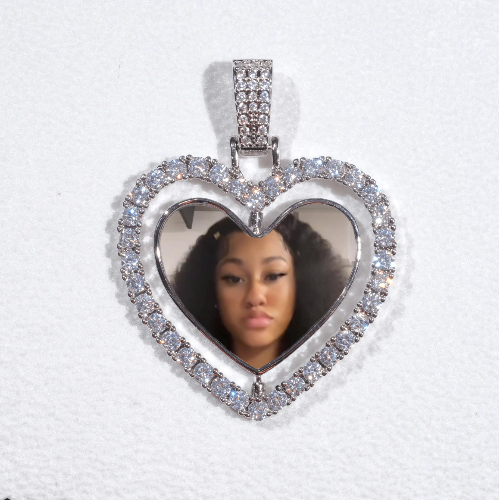 3D Spinning 2-Faced Heart Custom Picture Pendant