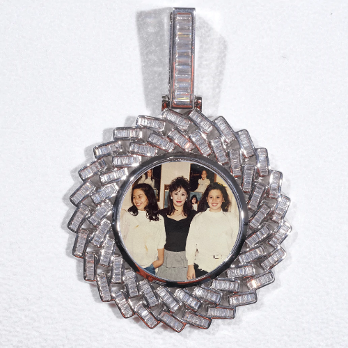 Large 3D Baguette Custom Picture Pendant
