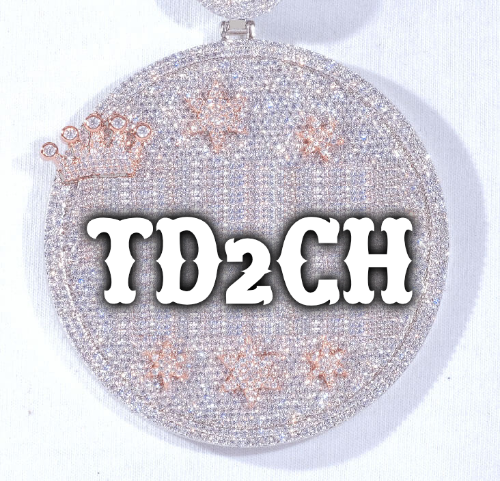 CUSTOM LETTER NECKLACE 3D BIG CROWN DISC