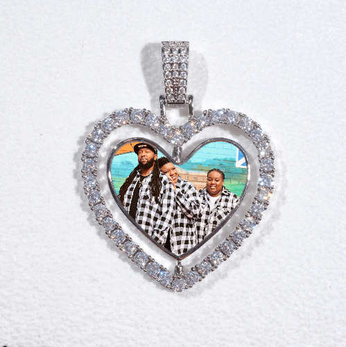 3D Spinning 2-Faced Heart Custom Picture Pendant