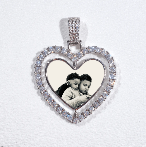 3D Spinning 2-Faced Heart Custom Picture Pendant