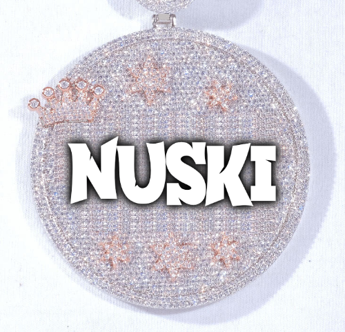 CUSTOM LETTER NECKLACE 3D BIG CROWN DISC