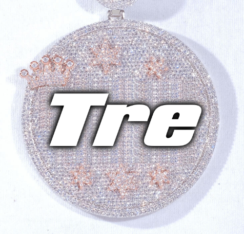 CUSTOM LETTER NECKLACE 3D BIG CROWN DISC