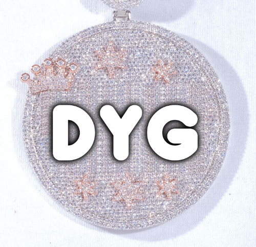 CUSTOM LETTER NECKLACE 3D BIG CROWN DISC