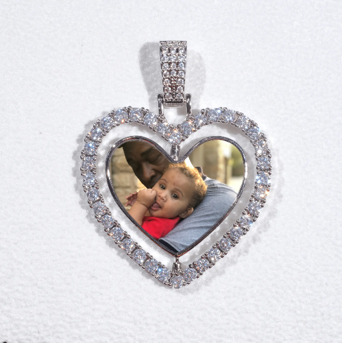 3D Spinning 2-Faced Heart Custom Picture Pendant