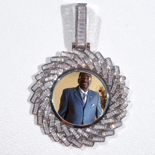 Large 3D Baguette Custom Picture Pendant