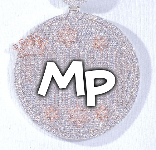 CUSTOM LETTER NECKLACE 3D BIG CROWN DISC