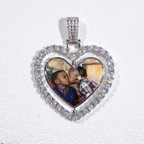 3D Spinning 2-Faced Heart Custom Picture Pendant