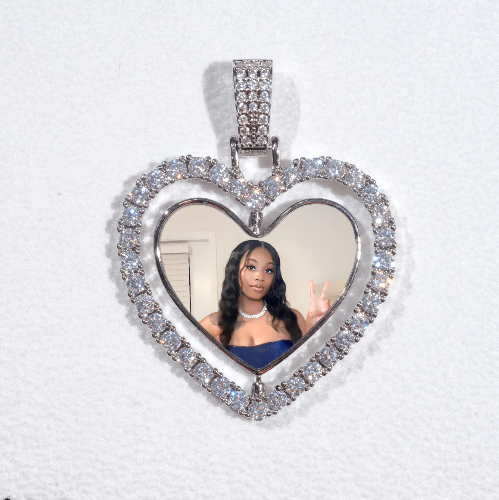 3D Spinning 2-Faced Heart Custom Picture Pendant