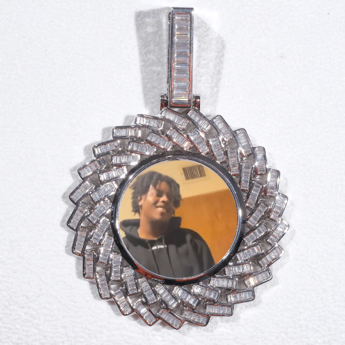 Large 3D Baguette Custom Picture Pendant