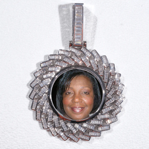 Large 3D Baguette Custom Picture Pendant