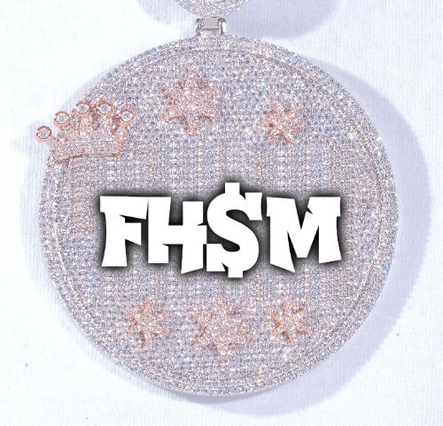 CUSTOM LETTER NECKLACE 3D BIG CROWN DISC