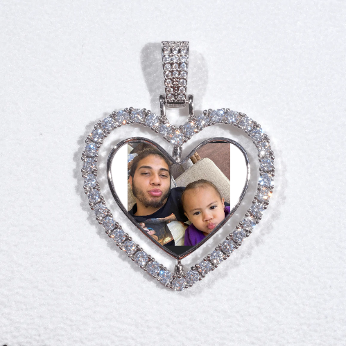 3D Spinning 2-Faced Heart Custom Picture Pendant