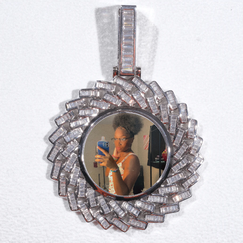 Large 3D Baguette Custom Picture Pendant