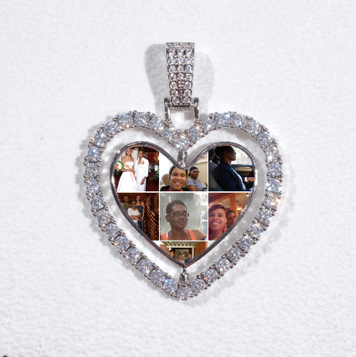 3D Spinning 2-Faced Heart Custom Picture Pendant