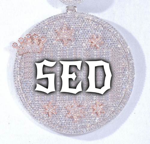 CUSTOM LETTER NECKLACE 3D BIG CROWN DISC