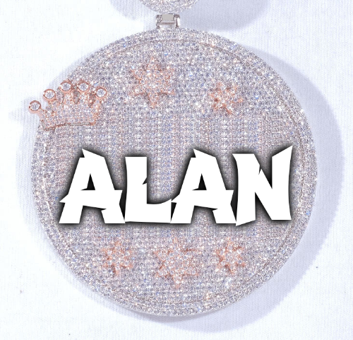CUSTOM LETTER NECKLACE 3D BIG CROWN DISC