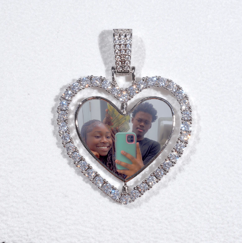 3D Spinning 2-Faced Heart Custom Picture Pendant