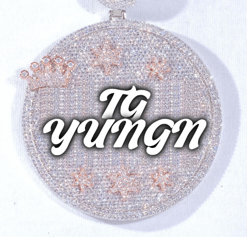 CUSTOM LETTER NECKLACE 3D BIG CROWN DISC