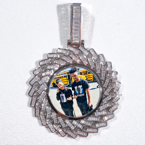 Large 3D Baguette Custom Picture Pendant