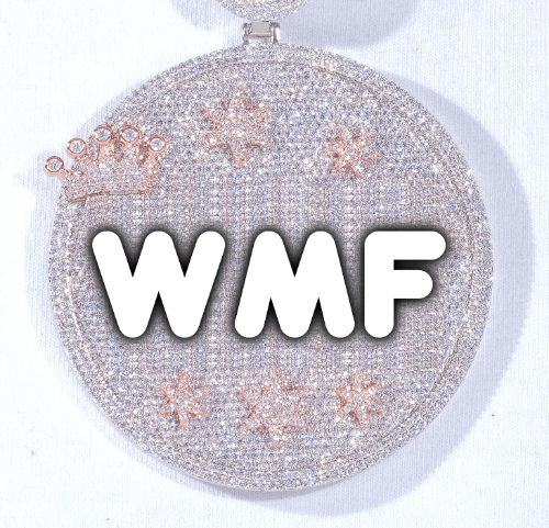CUSTOM LETTER NECKLACE 3D BIG CROWN DISC
