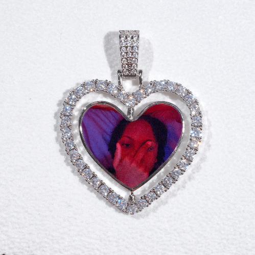 3D Spinning 2-Faced Heart Custom Picture Pendant