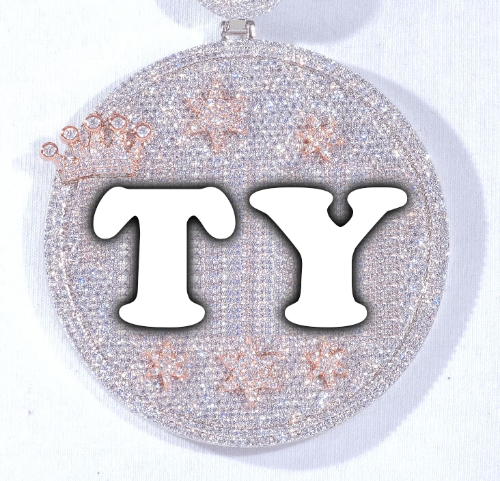 CUSTOM LETTER NECKLACE 3D BIG CROWN DISC