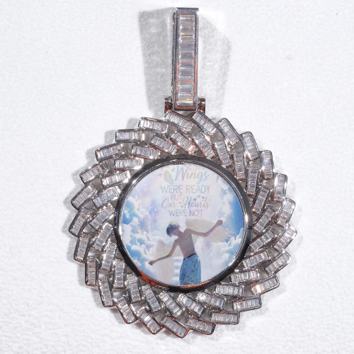 Large 3D Baguette Custom Picture Pendant