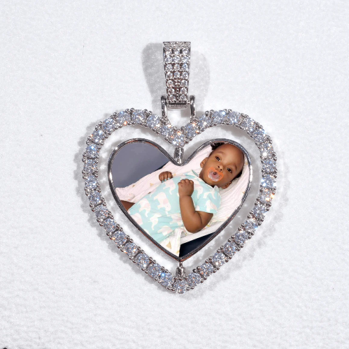 3D Spinning 2-Faced Heart Custom Picture Pendant