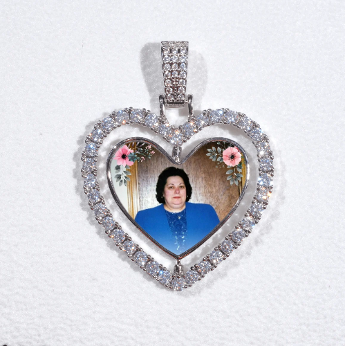 3D Spinning 2-Faced Heart Custom Picture Pendant