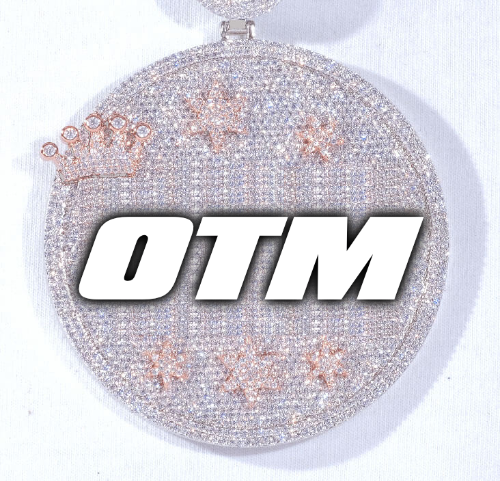 CUSTOM LETTER NECKLACE 3D BIG CROWN DISC