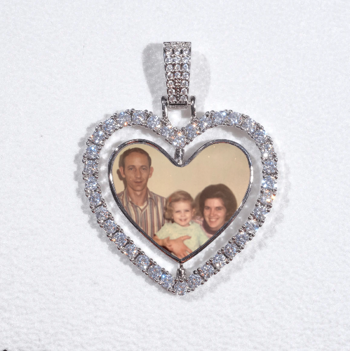 3D Spinning 2-Faced Heart Custom Picture Pendant