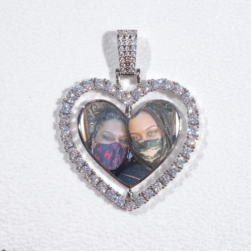 3D Spinning 2-Faced Heart Custom Picture Pendant