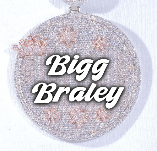 CUSTOM LETTER NECKLACE 3D BIG CROWN DISC