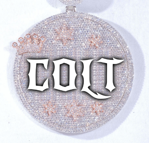 CUSTOM LETTER NECKLACE 3D BIG CROWN DISC