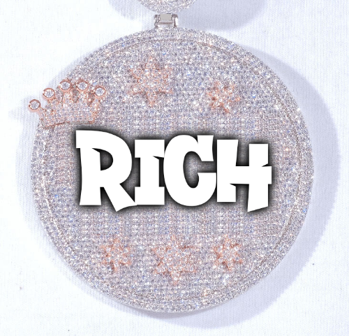 CUSTOM LETTER NECKLACE 3D BIG CROWN DISC